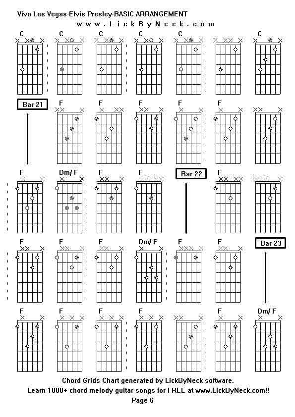 Chord Grids Chart of chord melody fingerstyle guitar song-Viva Las Vegas-Elvis Presley-BASIC ARRANGEMENT,generated by LickByNeck software.